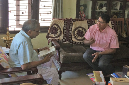 Presenting My Book on FSM to MT Vasudevan Nair, Iconoclast, Filmmaker and Writer at his Kozhikode Home.
